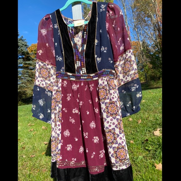 Mauve Boho Peasant Dress - Picture 1 of 4